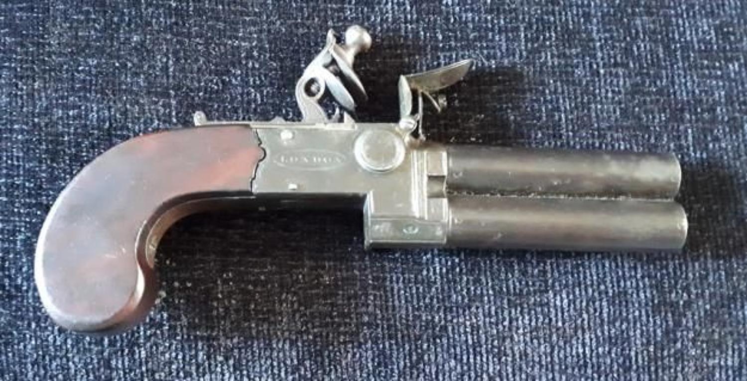 Double Barrelled Flintlock Pocket Pistol Richards