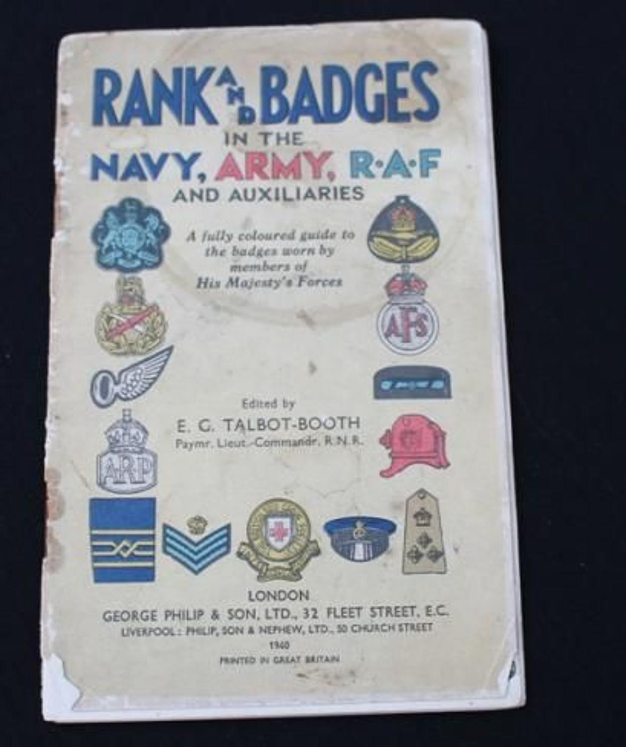 Rank and Badges in the Army, Navy, RAF and Auxilaries