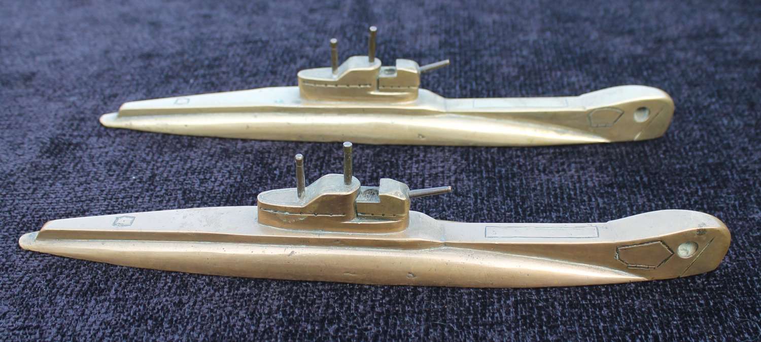 Pair of Trench Art Submarines or UBoat's