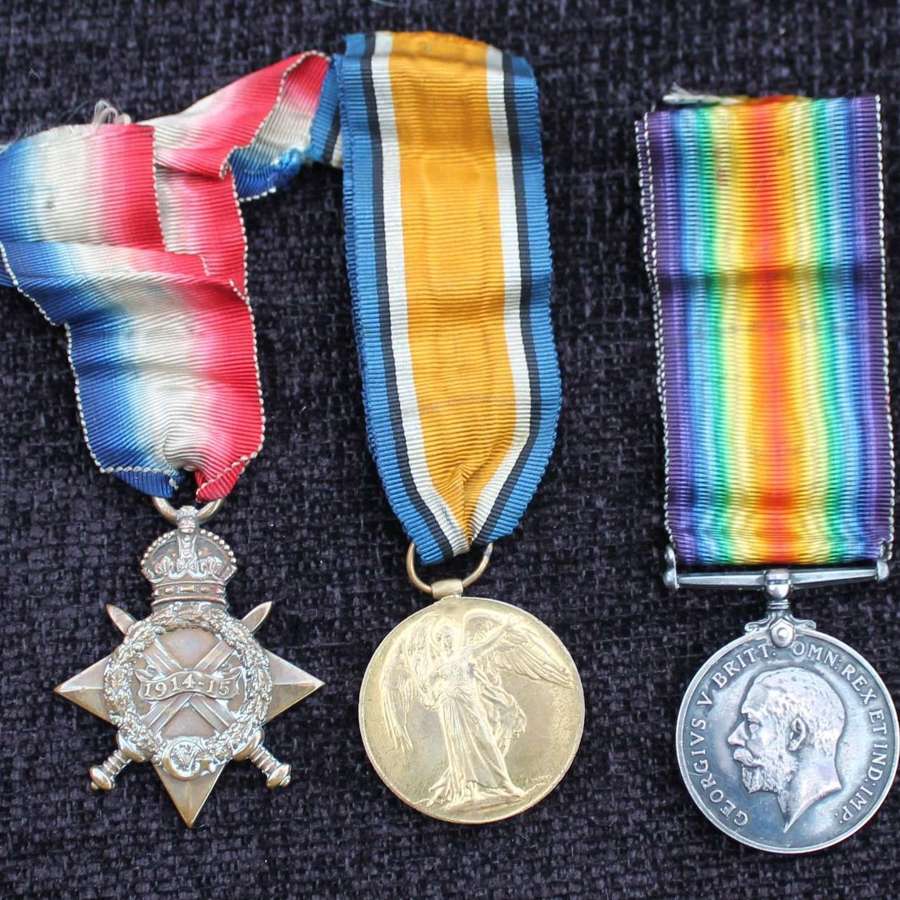 1914-15 Star Trio Lancashire Fusiliers And Tank Corps