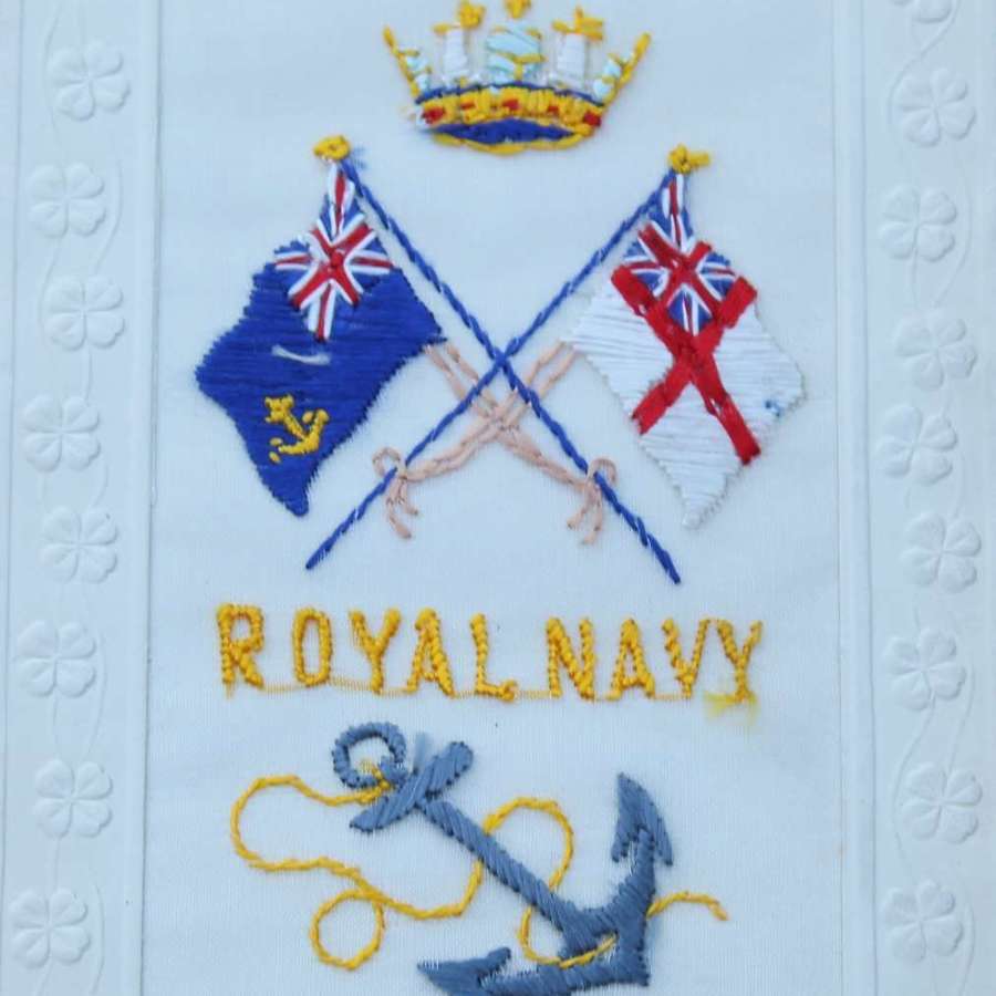 Royal Navy Embroidered Post Card.