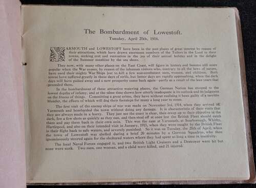 Lowestoft Bombardment 1916 Privately Published Booklet